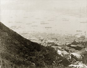 The central and western front of Hong Kong harbour. View over the central and western front of Hong
