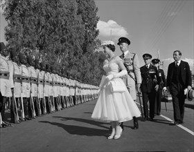 Princess Margaret inspects a Guard of Honour. Princess Margaret, accompanied by European military