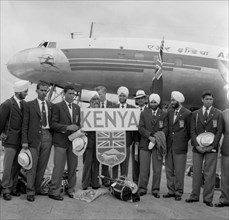 The 1956 Kenyan Olympic hockey team. The 1956 Kenyan Olympic hockey team pose with the Kenyan