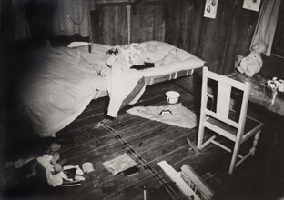 Michael Ruck's bedroom. A pool of blood stains a dishevelled bed in the toy-filled room of Michael