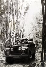 King's African Rifles patrol. A military jeep, driven by armed men from the King's African Rifles,