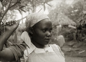 Christian Kikuyu girl. A head and shoulders portrait of an adolescent Kikuyu girl wearing a blouse