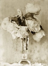 Roses in a vase, Australia. Sepia portrait showing an arrangement of roses displayed in a glass