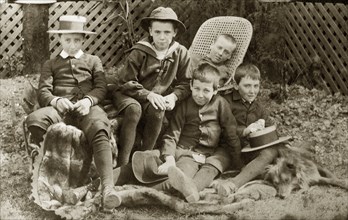 Five boys, Australia. Outdoors portrait of five small boys connected with the Brodribb family in