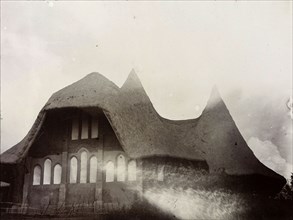 Anglican Cathedral on Namirembe Hill. Exterior view of a cathedral with a thatched roof and