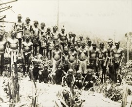 North Malaysian aborigines. Portrait of a large group of Malaysian aborigines at Ula Ringat.