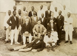 Staff of the African Oil Nuts Company. Group portrait of European and African staff of the African