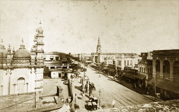 Dhurumtollah Street, Calcutta. View of Dhurumtollah Street taken from a balcony. The decorative