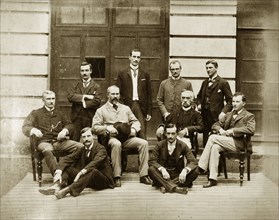 Employees of the Bank of Bengal. Group portrait of ten European male employees of the Bank of