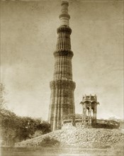 The Qutb Minar, circa 1885. View of the Qutb Minar, one of the greatest monuments of Islamic