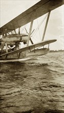 Flying boat, Nigeria. The flying boat 'Singapore', piloted by Sir Alan Cobham, is pictured shortly