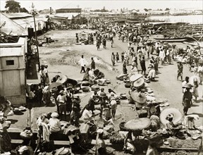 Market at Ebute Ero, Nigeria. Market on the harbourside at Ebute Ero. Lagos, Nigeria, circa 1925.