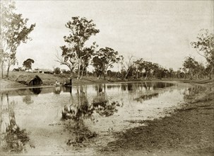 Kurrowah' pastoral station. Distant view of the homestead of 'Kurrowah' pastoral station, near