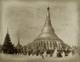 The Shwe Dagon Pagoda. The main, southern entrance to the Shwe Dagon Pagoda. Rangoon (Yangon),