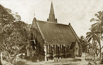 Christ Church, Ross Island. Exterior shot of Christ Church. Ross Island, India, circa 1900. Ross