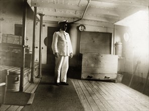 Chief Engineer on RIMS 'Mayo'. The Chief Engineer aboard RIMS 'Mayo' pictured on the deck of the