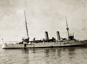 HMS 'Fox' at sea. HMS 'Fox', a naval steamer belonging to the Persian Gulf Operations Fleet.
