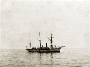 HMS 'Odin' at sea. HMS 'Odin', a naval steamer belonging to the Persian Gulf Operations Fleet.