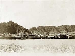 The harbour at Muscat. View of the harbour at Muscat taken from the anchorage point of a naval