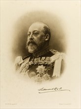 King Edward VII, circa 1902. Head and shoulders portrait of King Edward VII (1841-1910) of England.