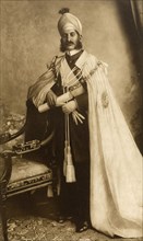 Nizam of Hyderabad. Studio portrait of Nawab Mir Sir Mahbub Ali Khan (1866-1911), Nizam of