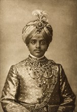 Maharajah of Mysore. Half-length studio portrait of Krishna Raja Wadiyar IV (1884-1940), Maharajah