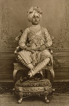 Maharajah of Patiala. Studio portrait of a young Bhupindar Singh (r.1900-1938), Maharajah of