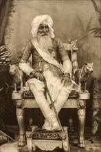 Raja of Nabha. Portrait of Sir Hira Singh (1843-1911), Raja of Nabha, finely dressed for the