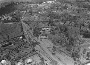 Air patrol over Littleton's town'. Aerial view taken from a patrol plane of a city identified by