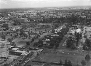 Air patrol over Littleton's town'. Aerial view taken from a patrol plane of a city identified by