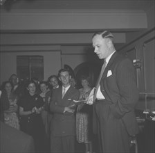 John Clarke's 21st birthday. Kenneth Meadows delivers a speech to an audience at John Clarke's 21st