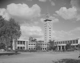 Nairobi Parliament Building, 1957. Exterior view of the Parliament Building in Nairobi, built circa