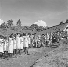 Lennox-Boyd meets Kenyan detainees. Alan Tindal Lennox-Boyd (1904-1983) meets Kenyan detainees