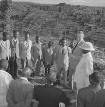 Lennox-Boyd visits Fort Hall. Alan Tindal Lennox-Boyd (1904-1983) meets Kenyan elders of the Fort