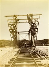 Bridge under construction. A railway bridge under construction on the Port Antonio extension line,