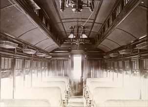 First class carriage, Jamaica. Interior of a Jamaica Railway first class carriage featuring padded
