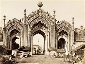 Gateway to the Hussainabad Imambara. The decorative arches of the gateway leading to the
