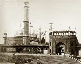 The Jama Masjid, Delhi. Exterior view of the Jama Masjid mosque, one of the largest mosques in