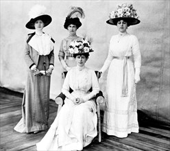 Queen Mary and her Ladies in Waiting. Portrait of Queen Mary (1867-1953) and her Ladies in Waiting,