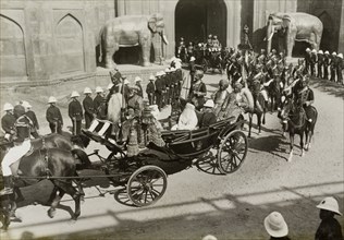 Procession of state entry. Nawab Sultan Jahan Begum (1858-1930), the Muslim ruler of Bhopal, enters