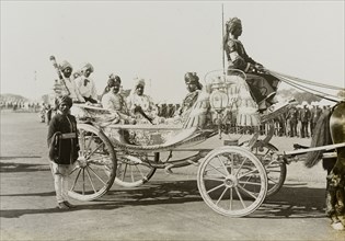Maharajah at the Coronation Durbar. An unidentified Maharajah arrives at the Coronation Durbar camp