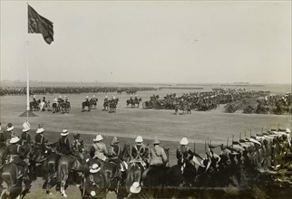 The Royal Horse Artillery. A section of the Royal Horse Artillery parades past spectators during a