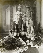 Dressed in Durbar robes. Portrait of King George V (r.1910-36) and Queen Mary, dressed in their