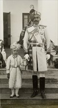 The Maharajah of Bikanir and his son. Portrait of Sir Ganga Singh, the Maharajah of Bikanir,