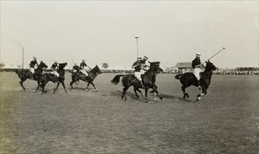 Coronation Durbar Polo Tournament. Horses and their riders in the final match of the Coronation