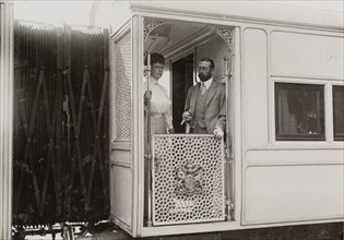 King George V and Queen Mary. King George V (r.1910-36) and Queen Mary on board the royal train.