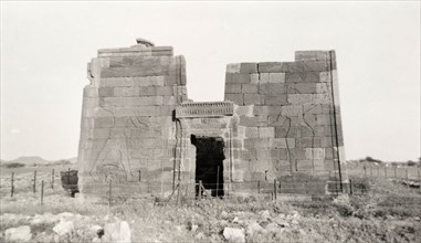 Ancient Egyptian-style ruins. Ruins of an ancient Egyptian-style building, displaying deep cut