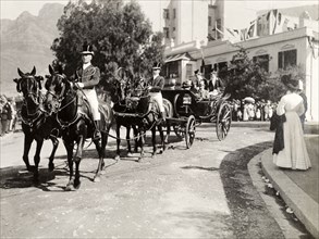 The Duke of Connaught at Government House, Cape Town. The Duke and Duchess of Connaught leave