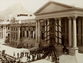 Opening of the new Union Parliament, Cape Town. The Duke and Duchess of Connaught are saluted and