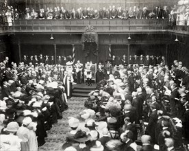 Opening of the new Union Parliament, Cape Town. The Duke and Duchess of Connaught preside over the